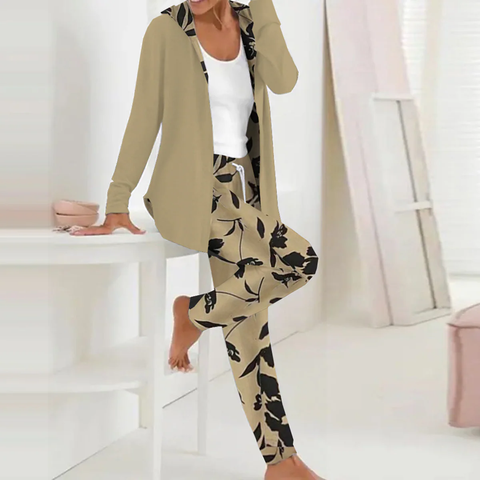 Roiiz Brown Hoodie Long Sleeve Two Piece Set