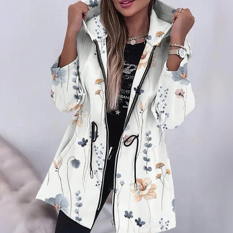 Roiiz Stylish Floral Print Hoodie Outerwear